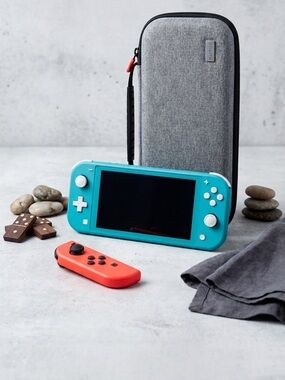 Nintendo Switch Lite Turquoise Bundle - Surge Case & Red Joy-Con